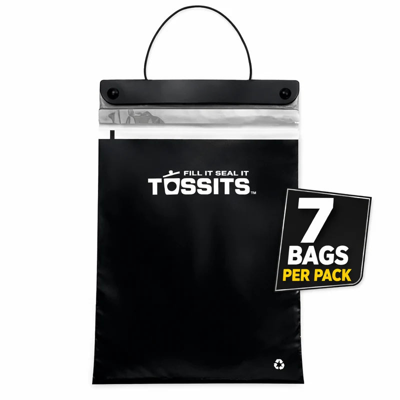 The car trash bag that hangs, seals, and tears off.