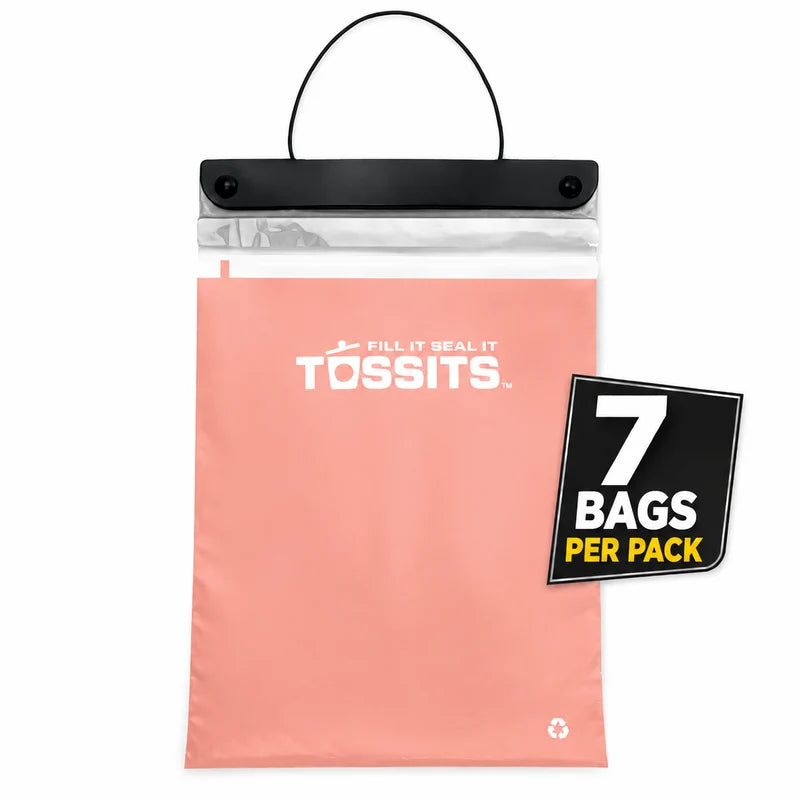 The car trash bag that hangs, seals, and tears off.