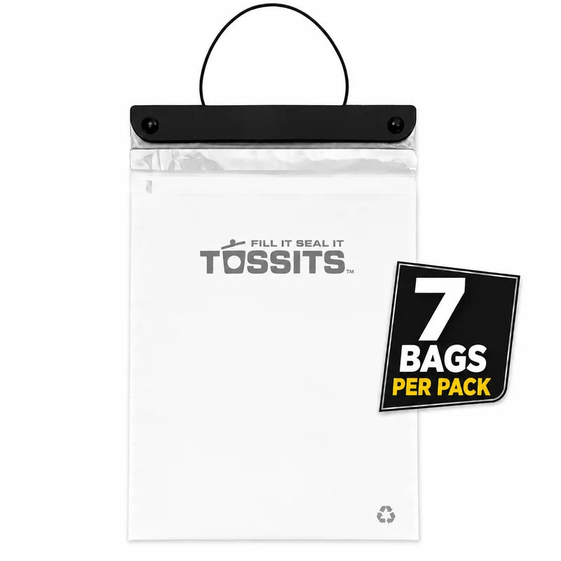 The car trash bag that hangs, seals, and tears off.
